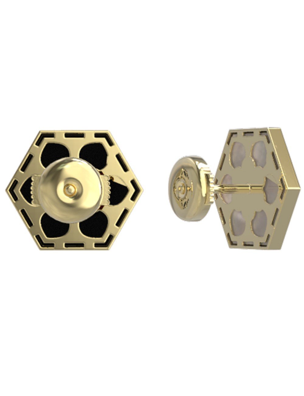 Серьги из лимонного золота c ониксом и перламутром