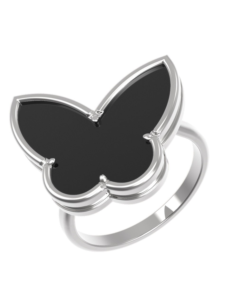 Кольцо из белого золота c ониксом