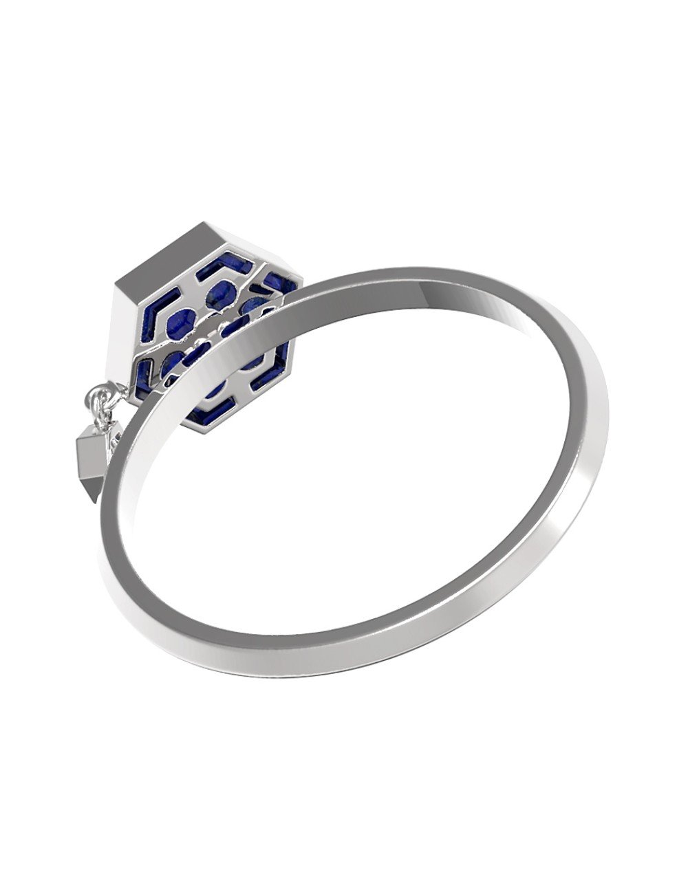 Кольцо из белого золота c бриллиантами и лазуритом