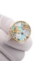 Кольцо из лимонного золота c бирюзой и перламутром