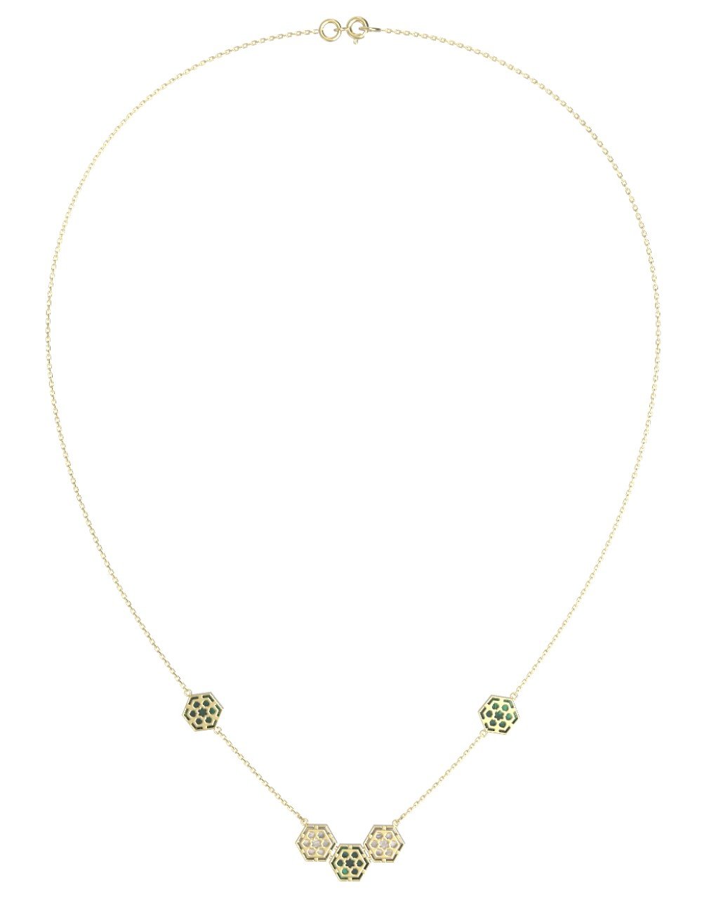 Колье из лимонного золота c малахитом и перламутром