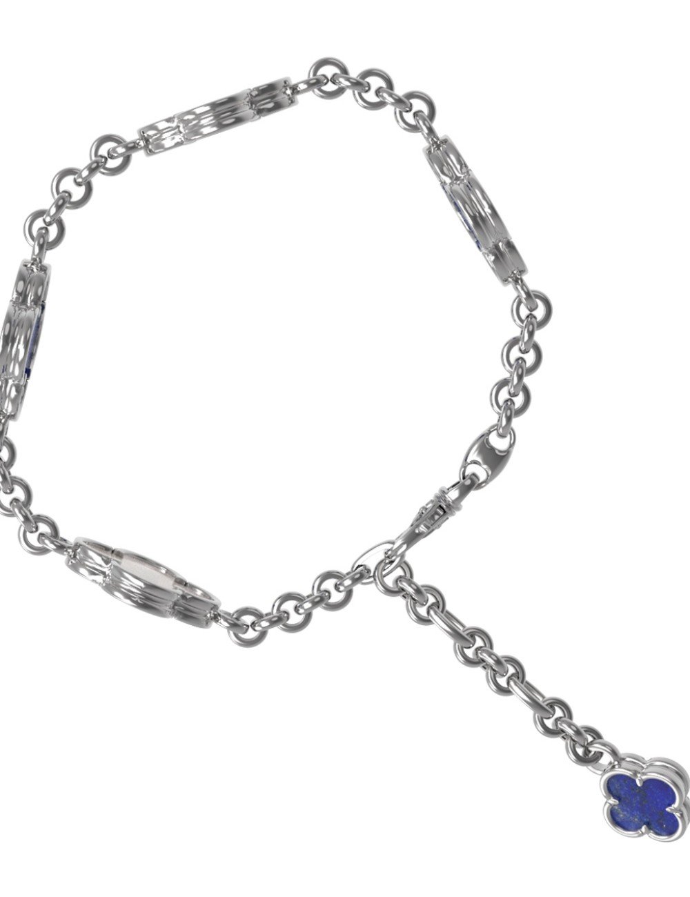 Браслет из белого золота c лазуритом и перламутром