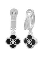 Серьги из белого золота c бриллиантами и ониксом