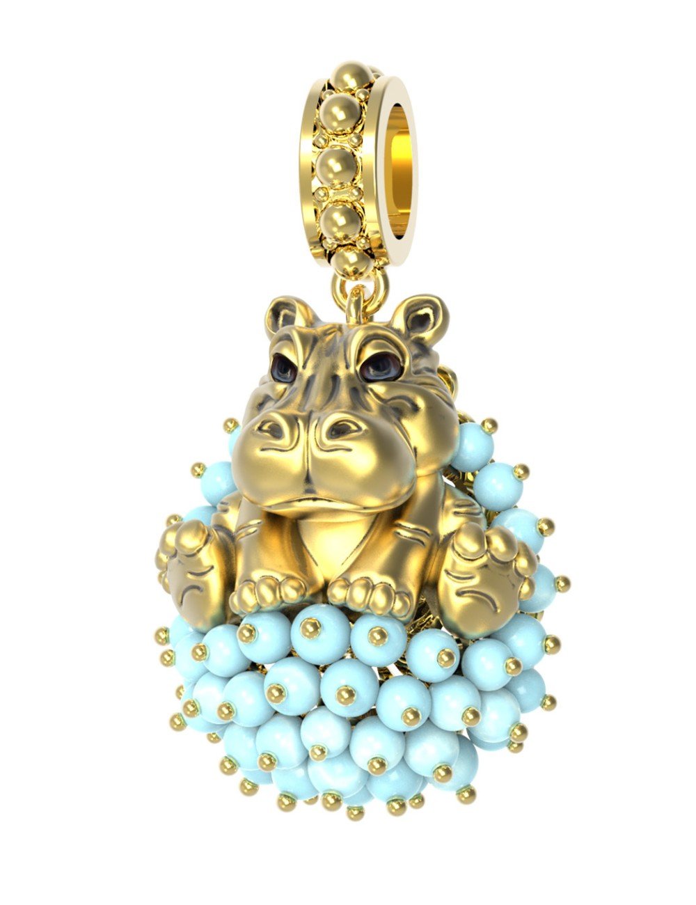 Подвеска из лимонного золота c эмалью и бирюзой