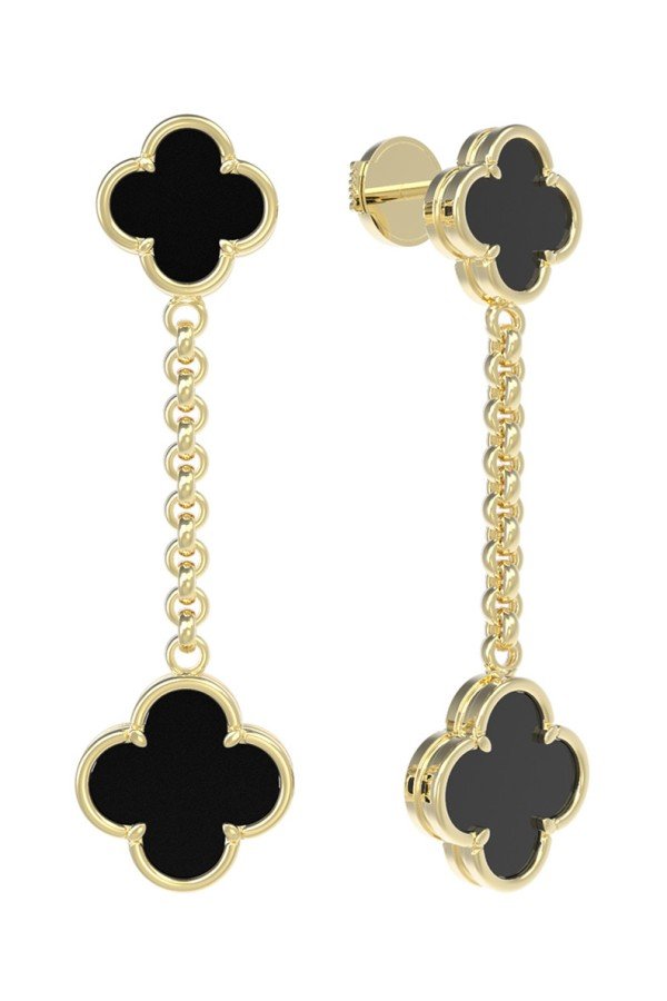 Серьги из лимонного золота c ониксом