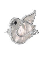 Брошь из белого золота c эмалью и перламутром