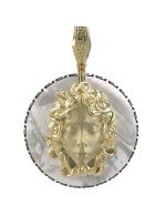 Подвеска из лимонного золота c эмалью и перламутром