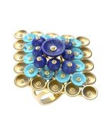 Кольцо из лимонного золота c бирюзой и лазуритом