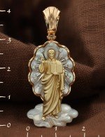 Образок из золота c бриллиантами и перламутром