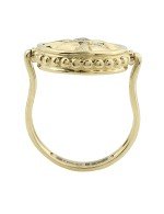 Кольцо из лимонного золота c бриллиантами, лазуритом и перламутром