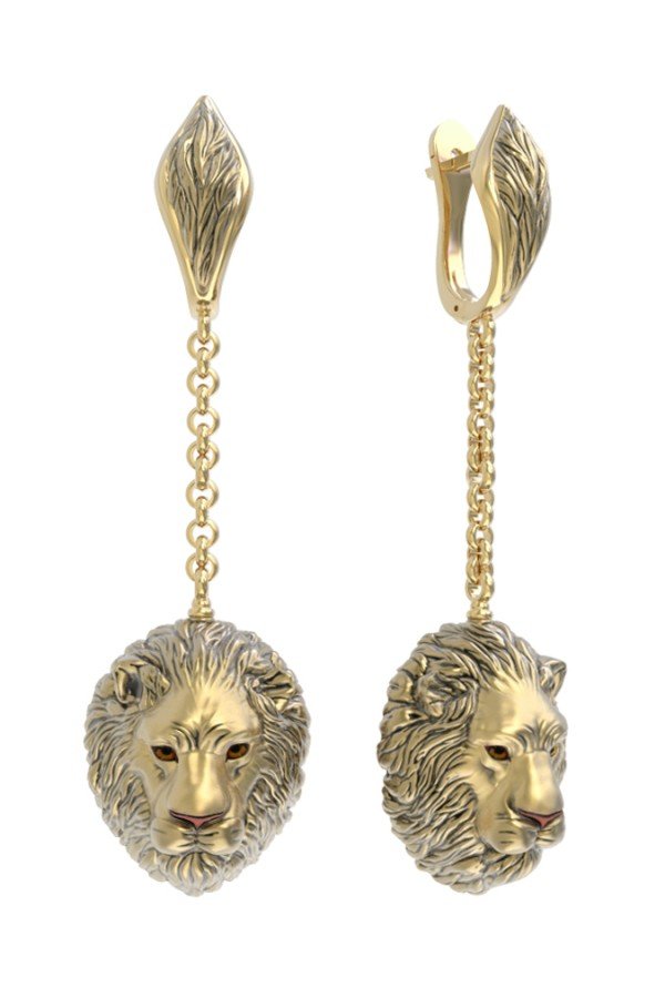 Серьги из лимонного золота c эмалью