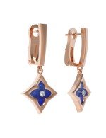Серьги из золота c бриллиантами и лазуритом