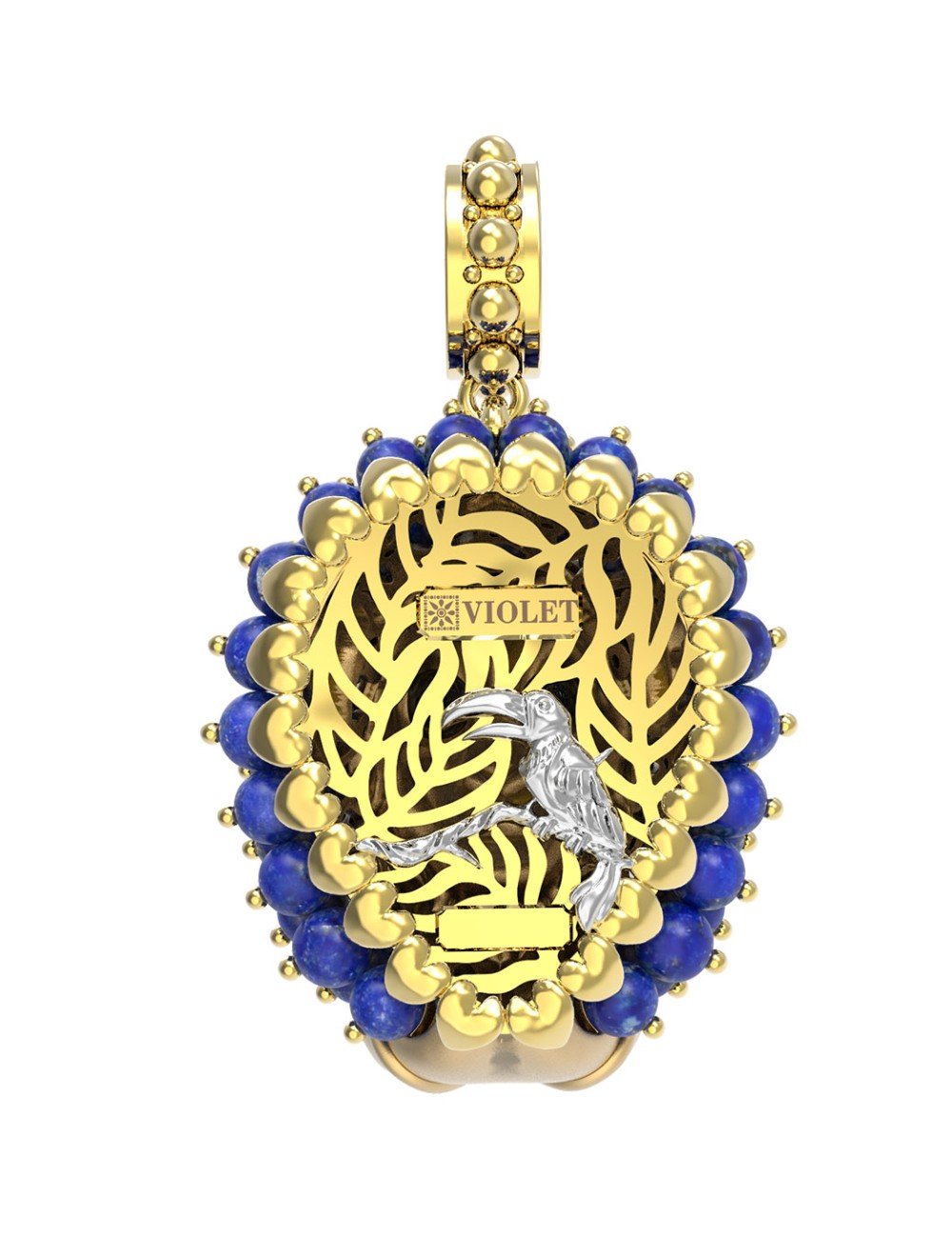 Подвеска из лимонного золота c эмалью и лазуритом