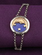 Браслет из белого золота c бирюзой и лазуритом