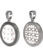 Подвеска из белого золота c эмалью и перламутром