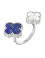 Кольцо из белого золота c лазуритом и перламутром