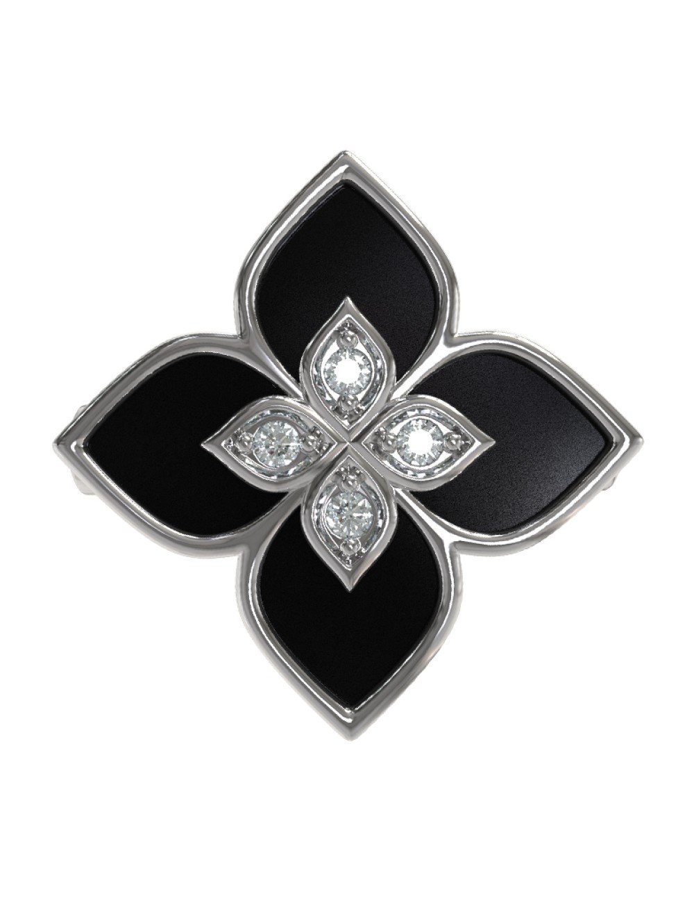 Кольцо из белого золота c бриллиантами и ониксом