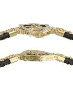 Браслет из лимонного золота c шнурком и ониксом