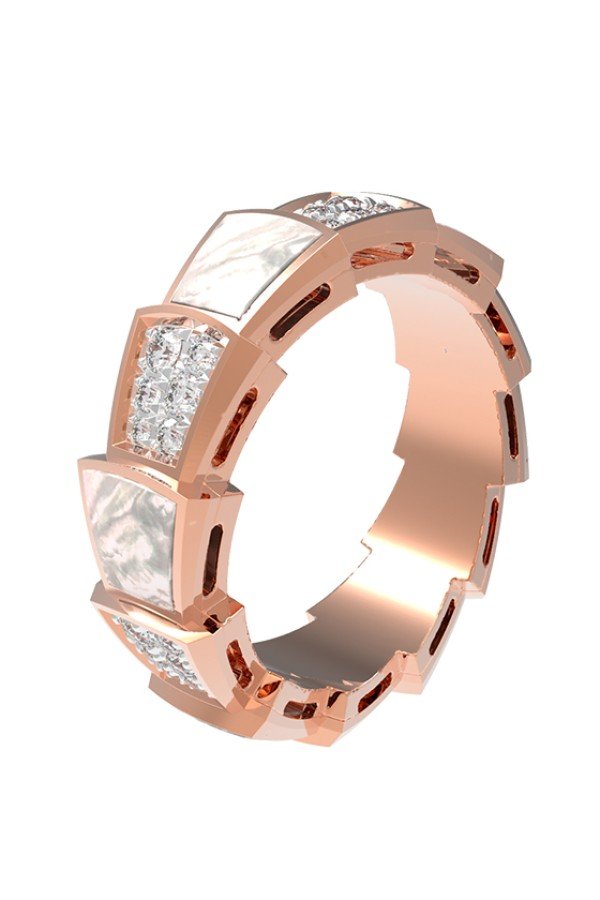 Кольцо из золота c бриллиантами и перламутром