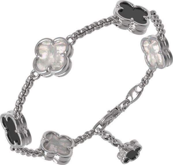 Браслет из белого золота c ониксом и перламутром