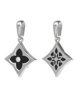 Подвеска из белого золота c бриллиантами и ониксом