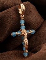 Крест из золота c жадеитом