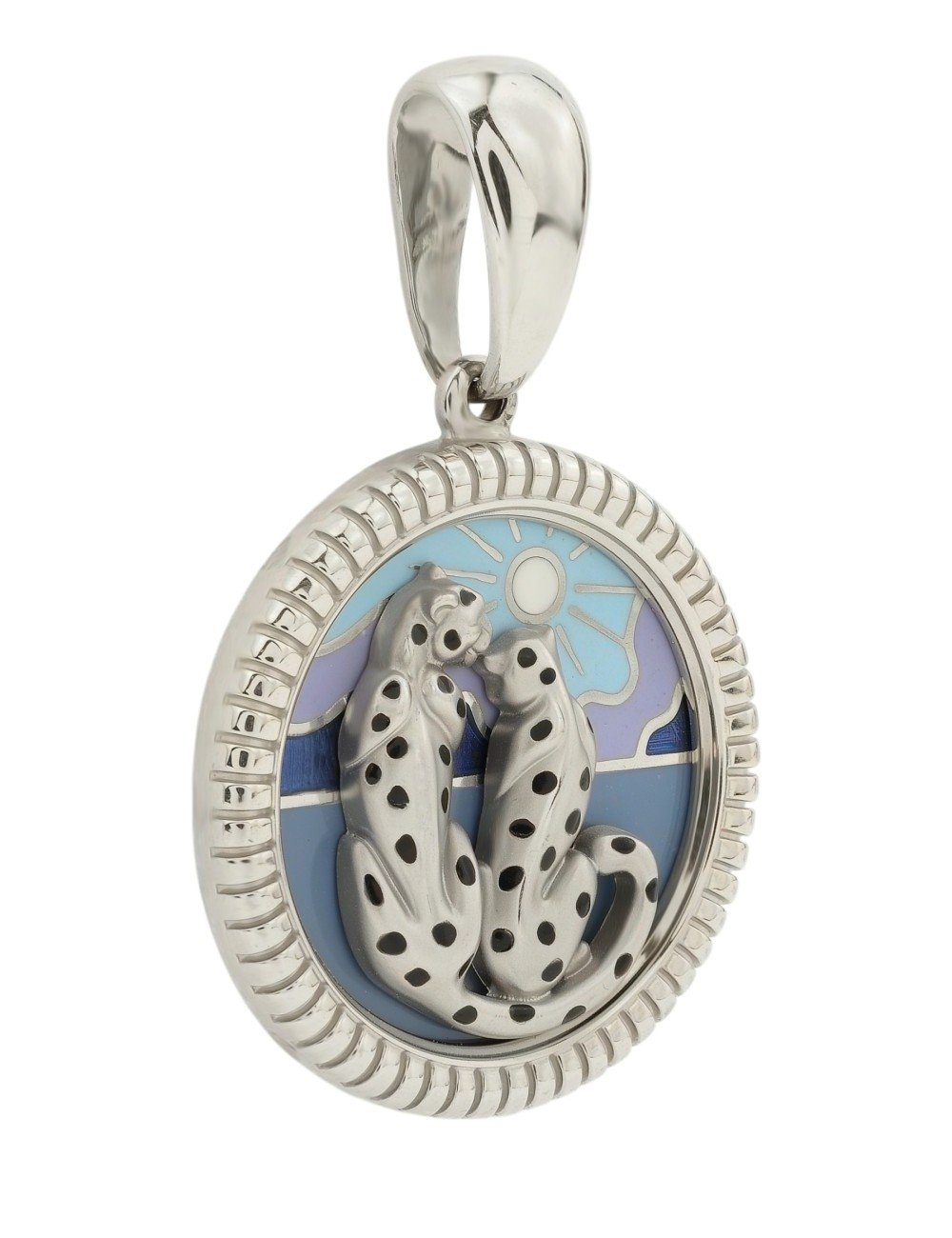 Подвеска из белого золота c эмалью