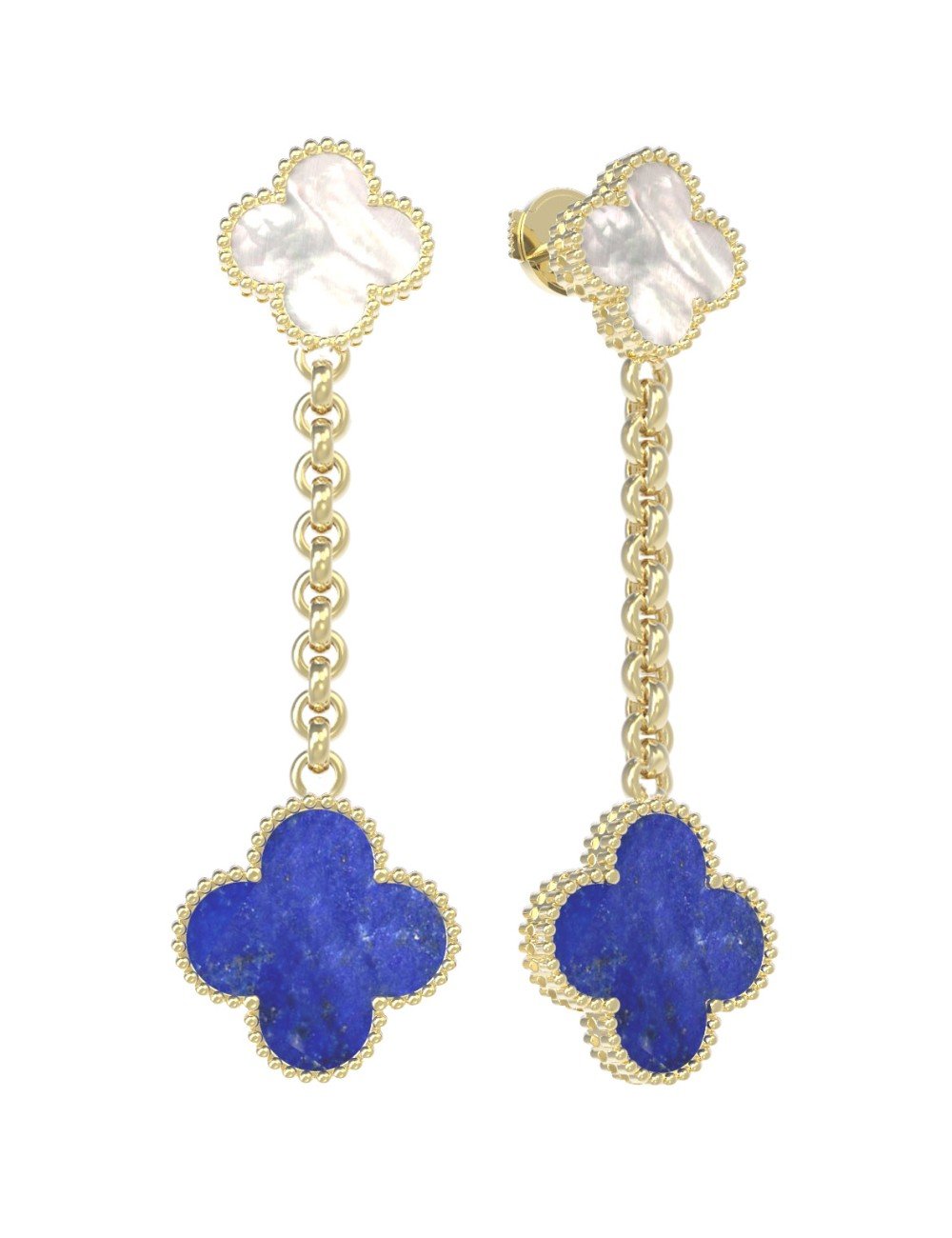 Серьги из лимонного золота c лазуритом и перламутром