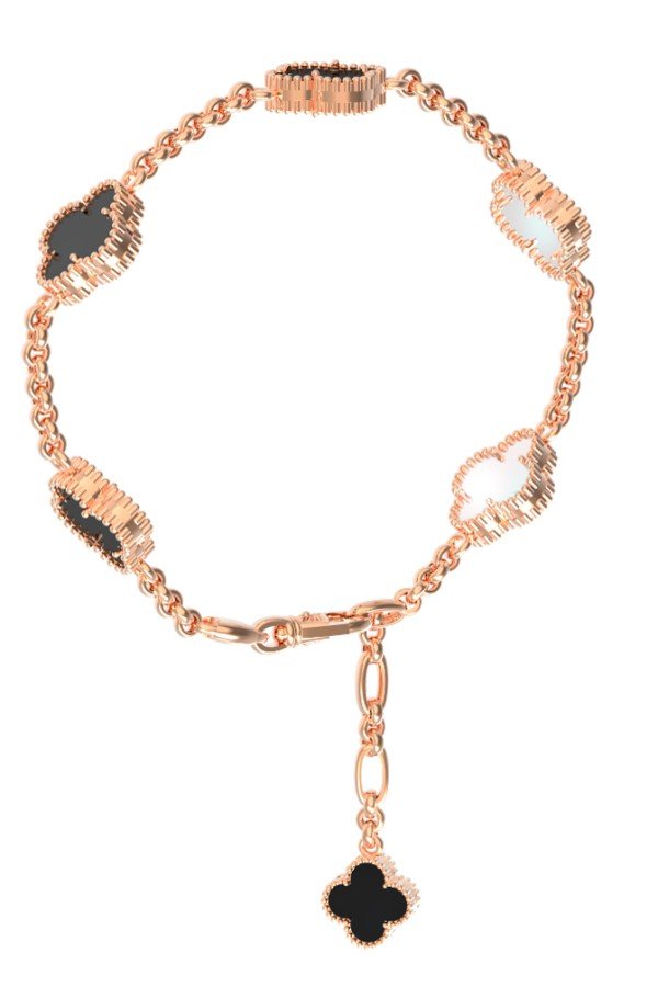 Браслет из золота c ониксом и перламутром