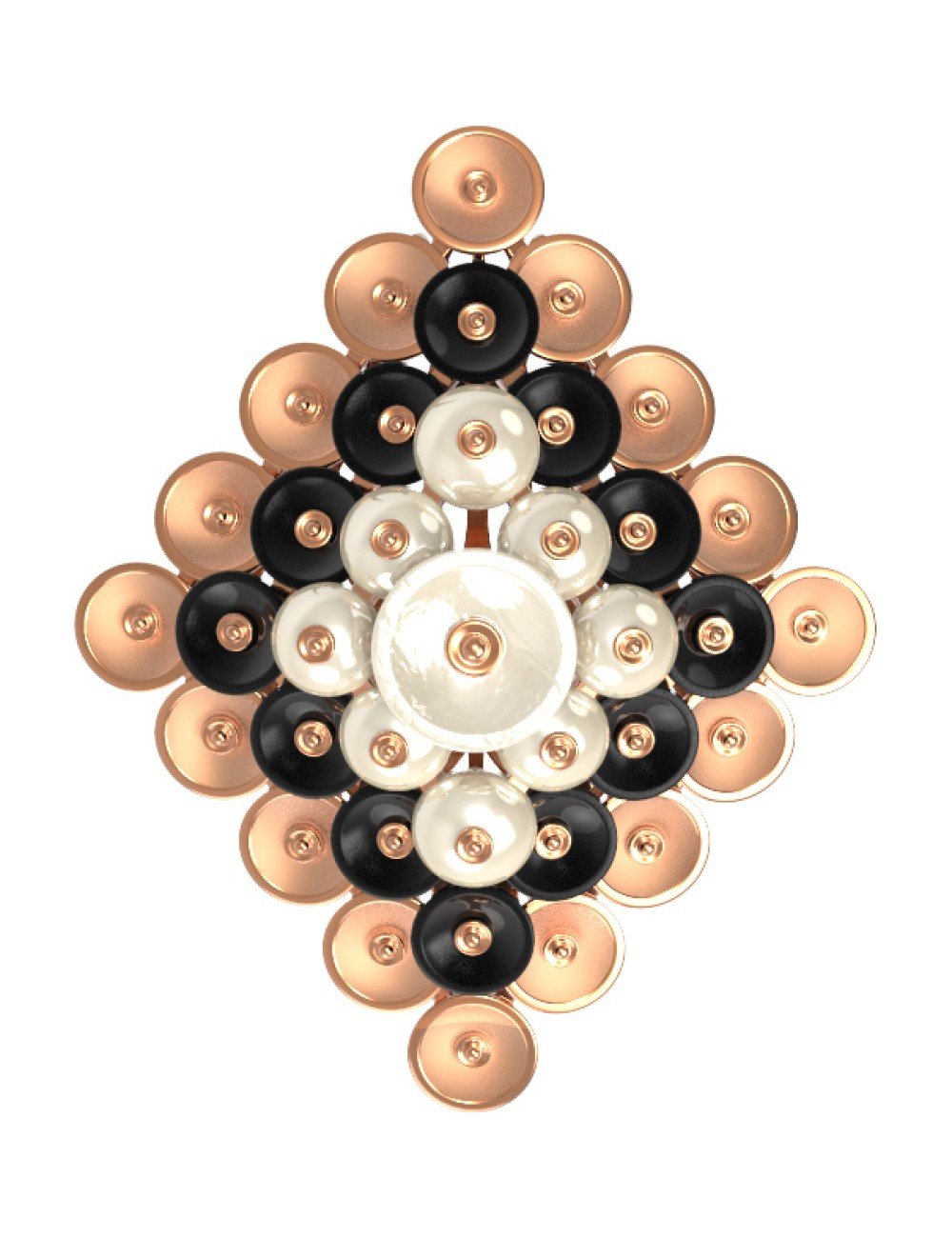 Подвеска из золота c ониксом и перламутром