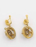 Серьги из лимонного золота c эмалью и железным деревом