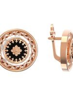 Серьги из золота c ониксом и перламутром