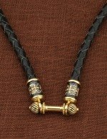 Гайтан из лимонного золота c кожаным шнурком