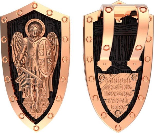 Образок из золота c эбеновым деревом