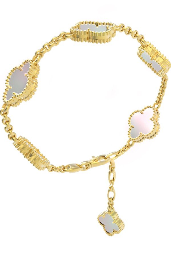 Браслет из лимонного золота c перламутром