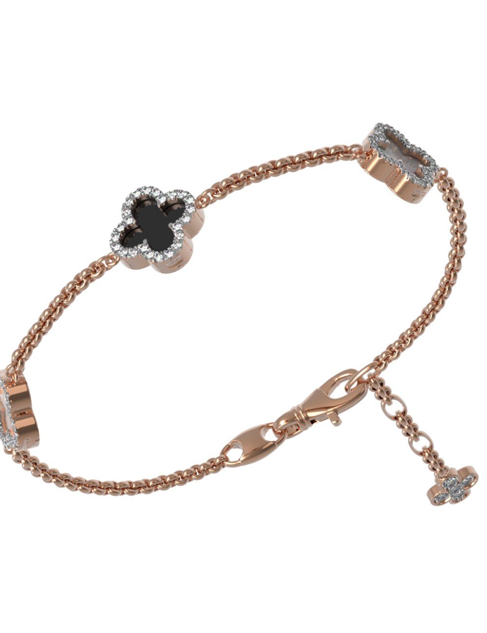 Браслет из золота c бриллиантами, ониксом и перламутром