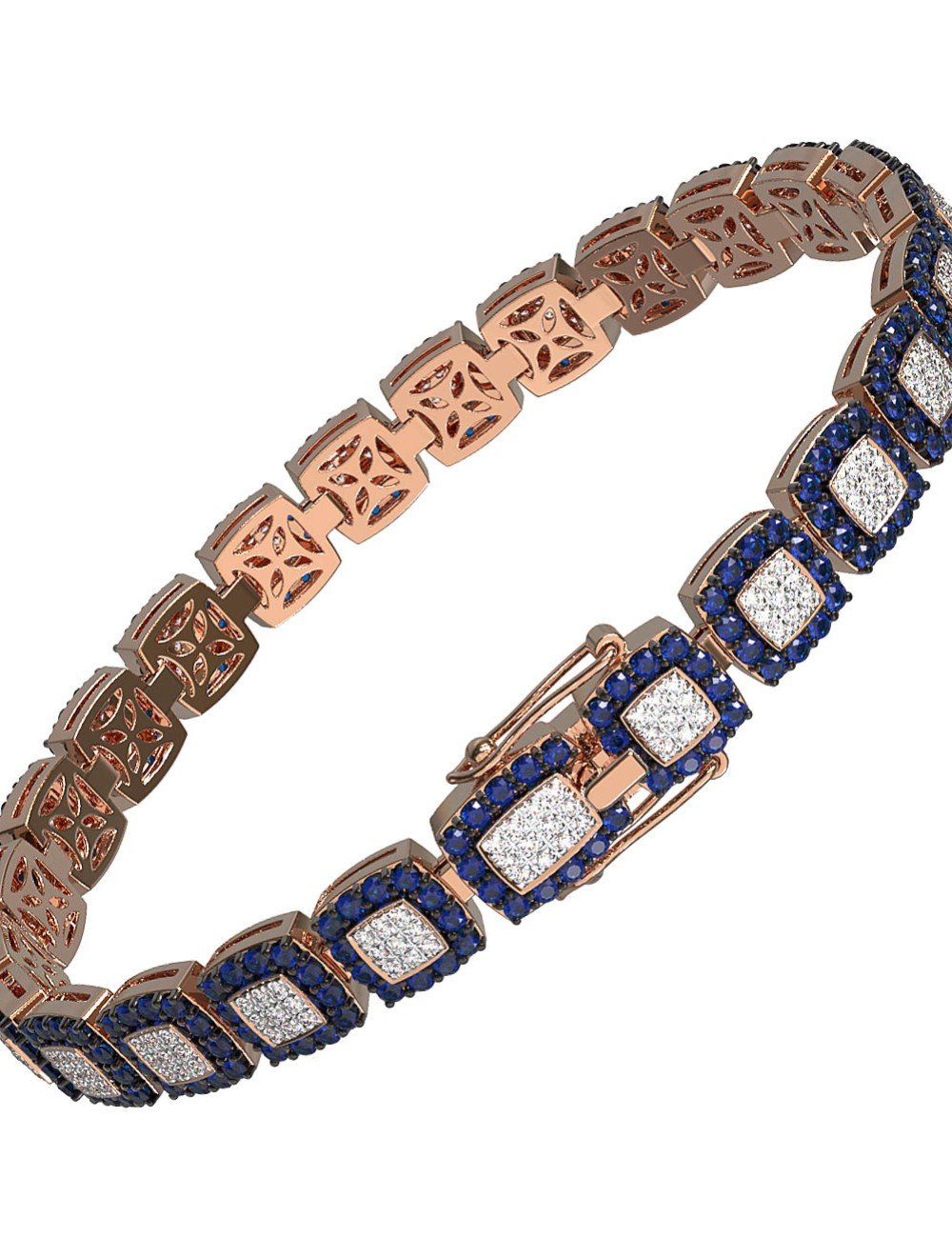 Браслет из золота c бриллиантами и сапфиром