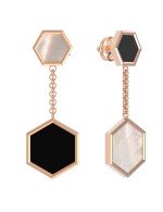 Серьги из золота c ониксом и перламутром