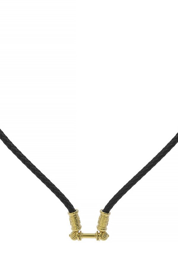 Гайтан из лимонного золота c кожаным шнурком