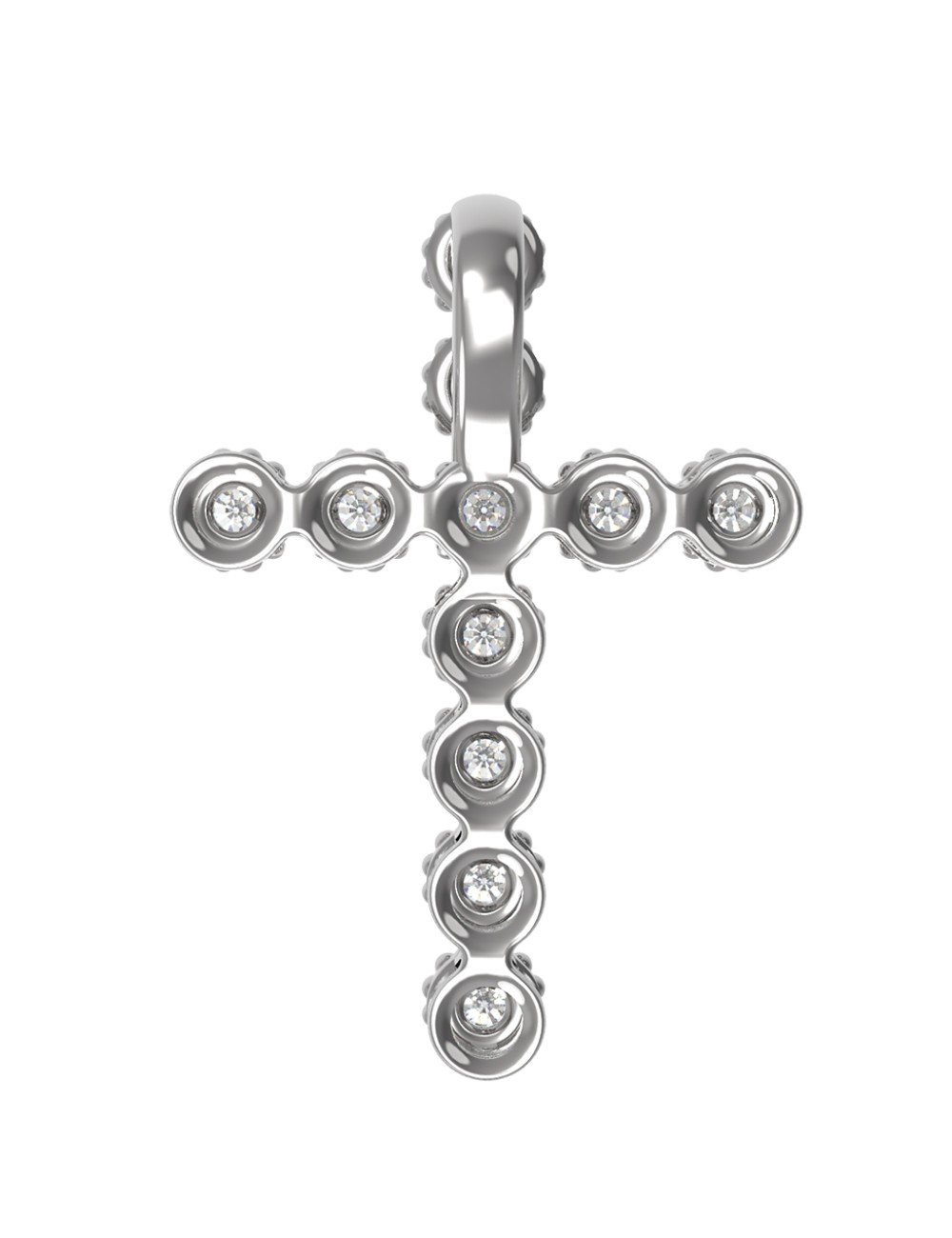 Крест из белого золота c бриллиантами