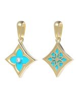 Подвеска из лимонного золота c бриллиантами и бирюзой