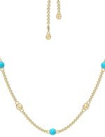 Колье из лимонного золота c бирюзой