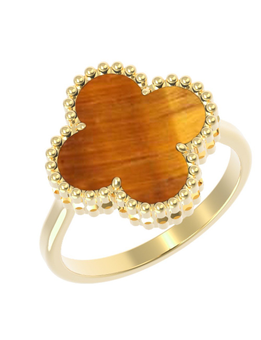 Кольцо из лимонного золота c тигровым глазом