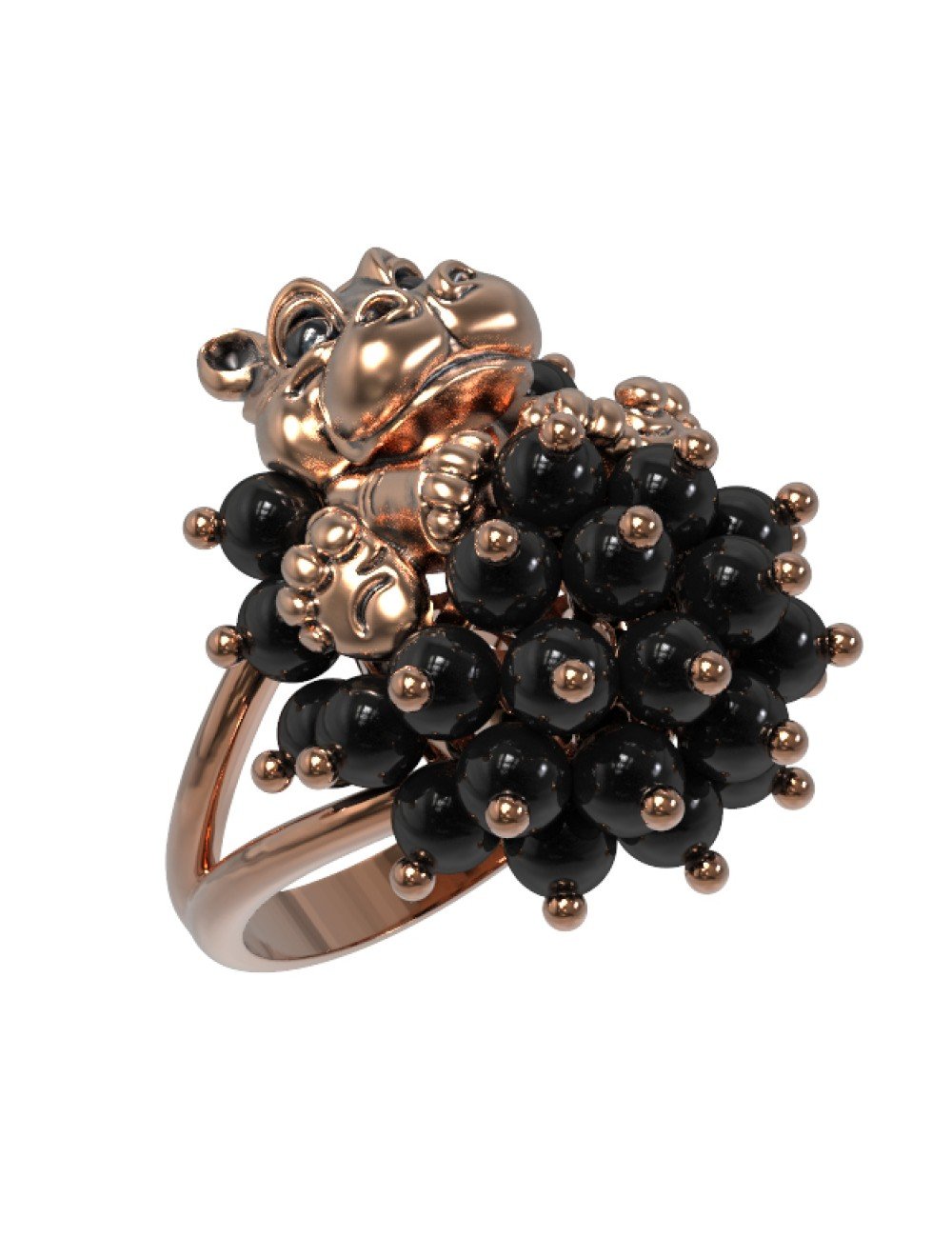 Кольцо из золота c эмалью и ониксом