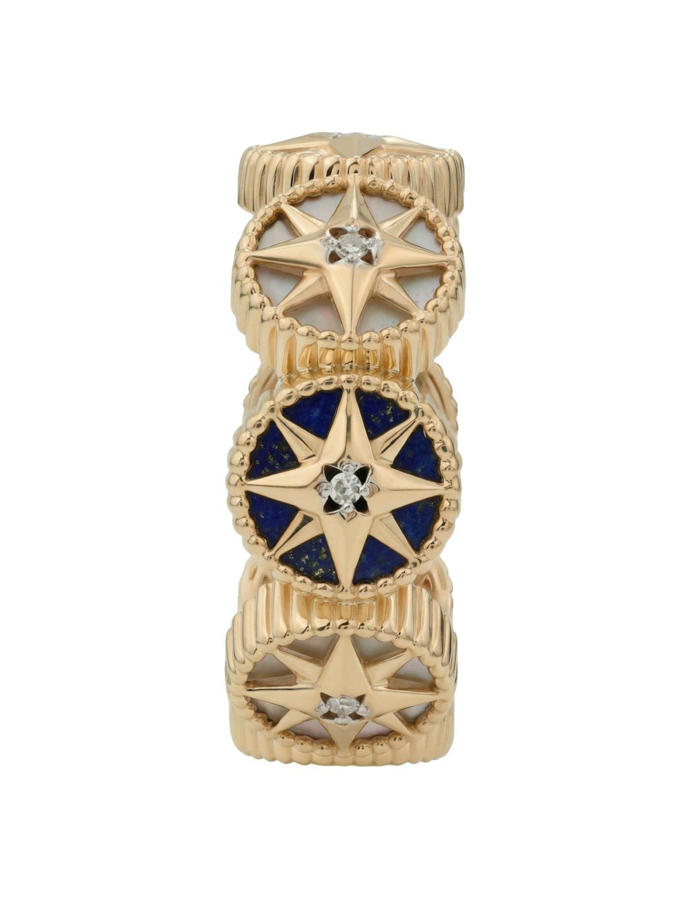 Кольцо из золота c бриллиантами, лазуритом и перламутром