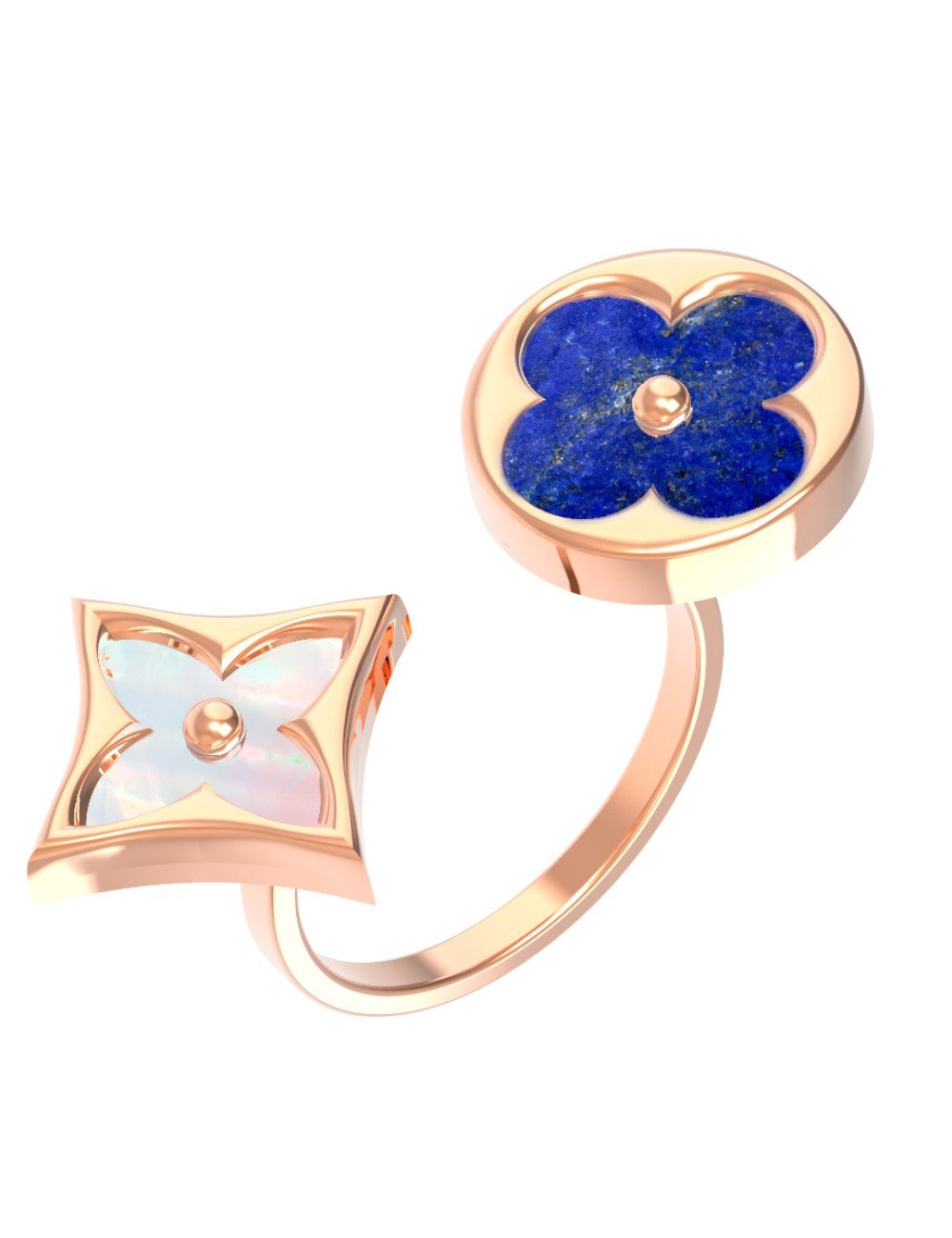 Кольцо из золота c лазуритом и перламутром