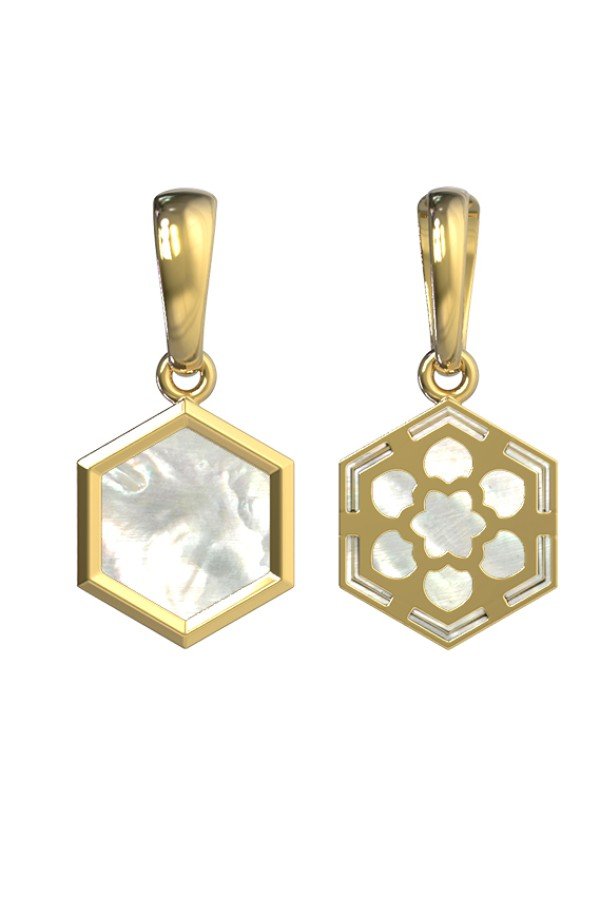 Подвеска из лимонного золота c перламутром