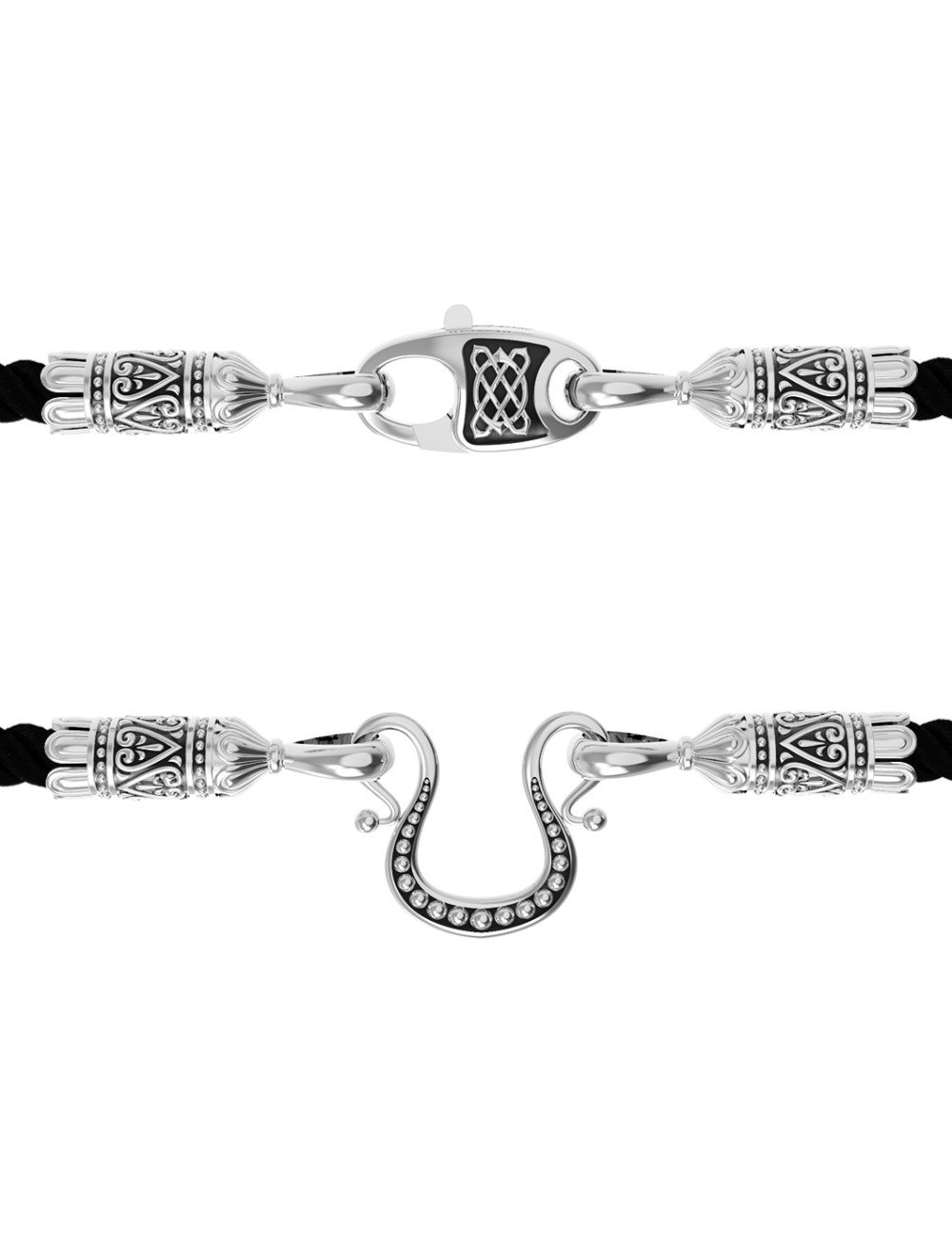 Шнурок шёлковый из белого золота c шёлковым шнурком