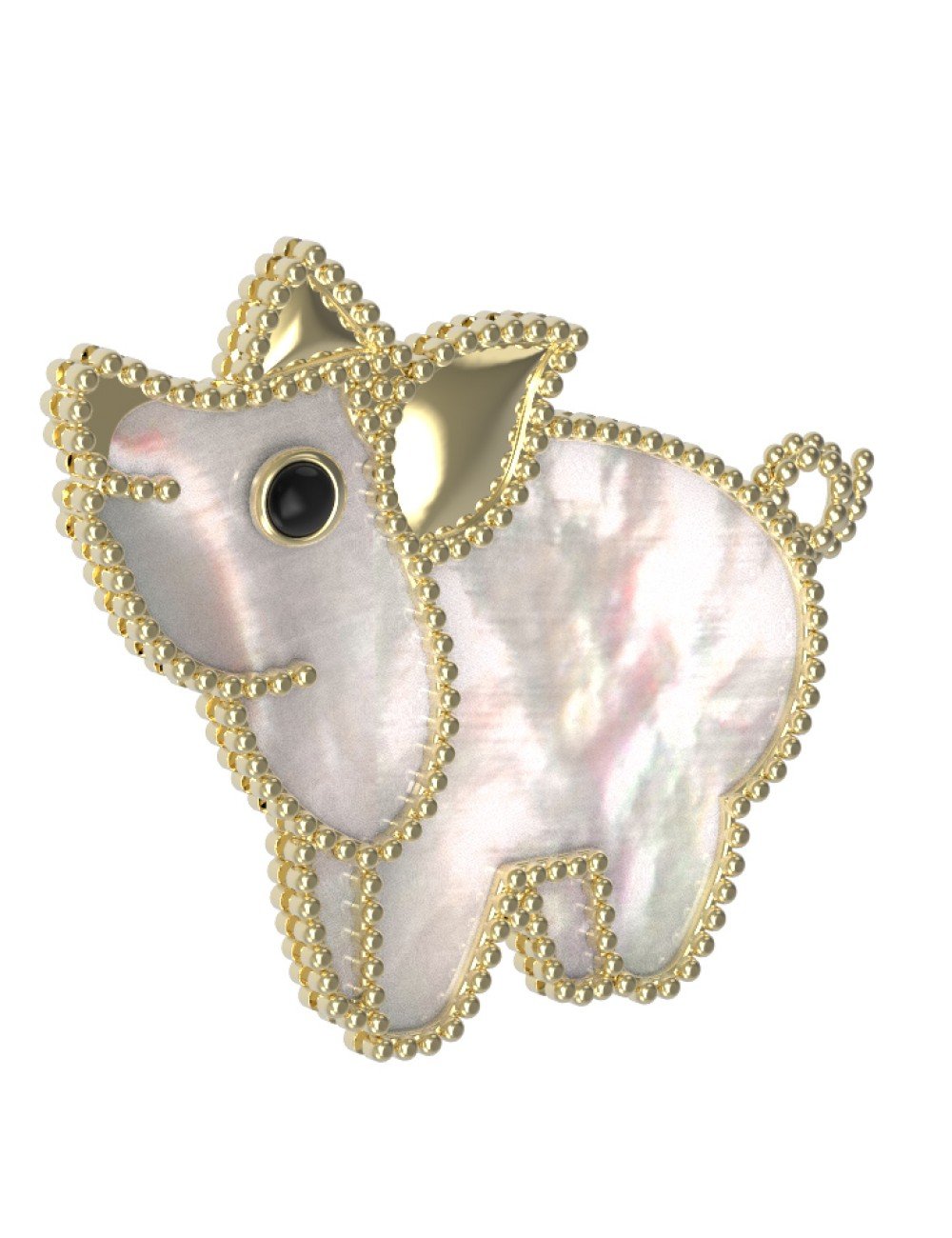 Брошь из лимонного золота c эмалью и перламутром