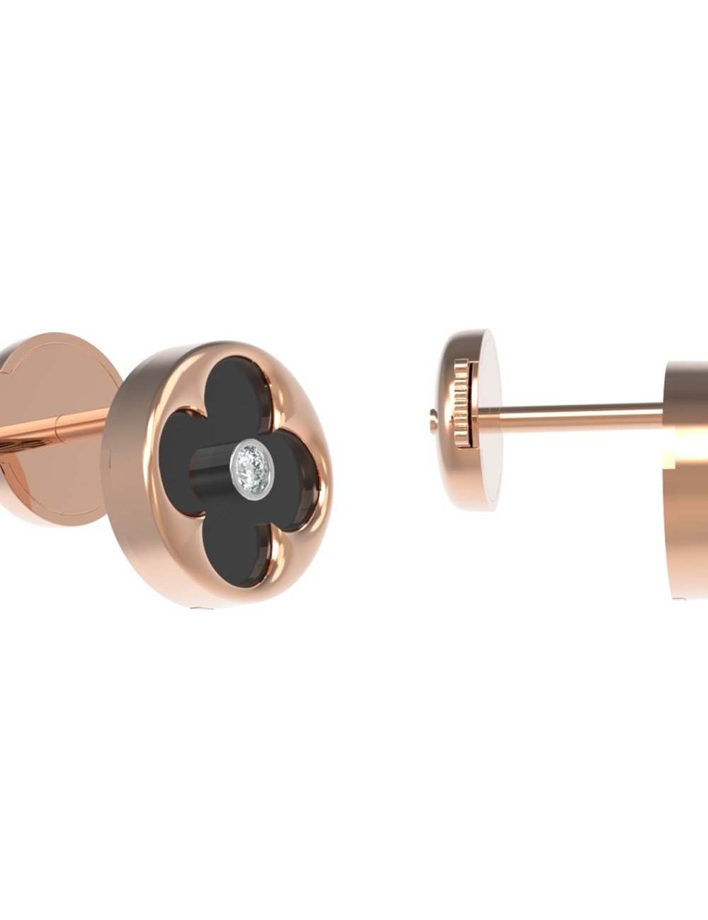 Серьги из золота c бриллиантами и ониксом